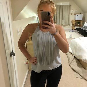 Naked Zebra Grey Fringe Top